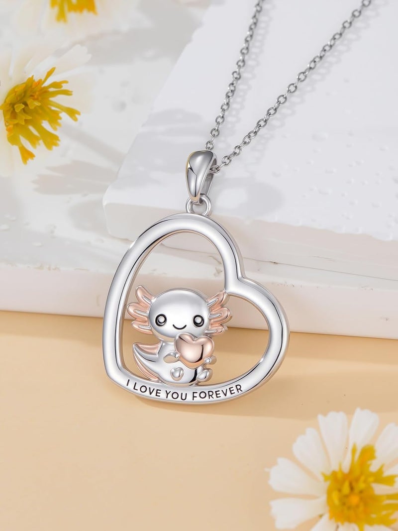 Cargari Store Dragonfly/Butterfly/Elephant/Hummingbird/Axolotl/Horse/Panda/Bee necklace for Women 925 Sterling Silver Heart Pendant Necklace Animal Jewelry Gifts for Women - Image 2